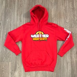 Weather Report Rain or Shine hoodie red sz M